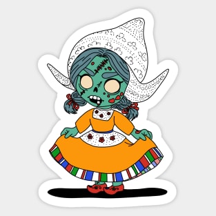 Cute Dutch Zombie Girl Sticker
